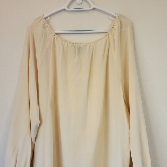 Josephine Chaus Ivory 100% Silk Scoop Neck Blouse Flutter Sz 18 Semi Sheer - Picture 11 of 14